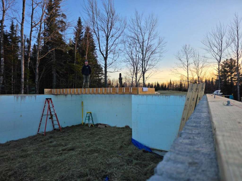 Foundation walls complete winter construction phillips maine