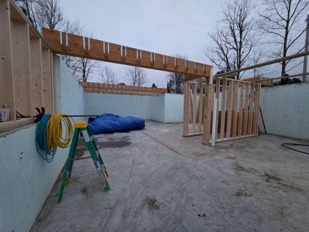 First floor deck framing winter construction phillips maine