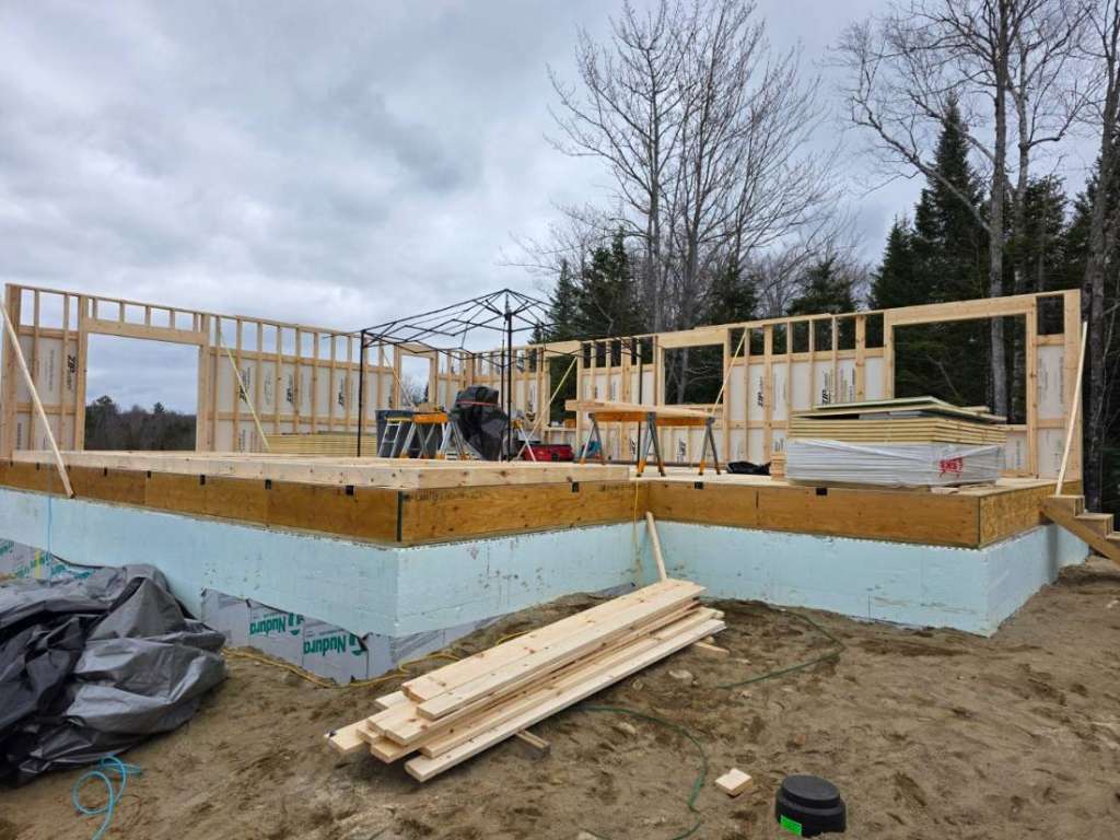 Wall framing subfloor winter construction phillips maine