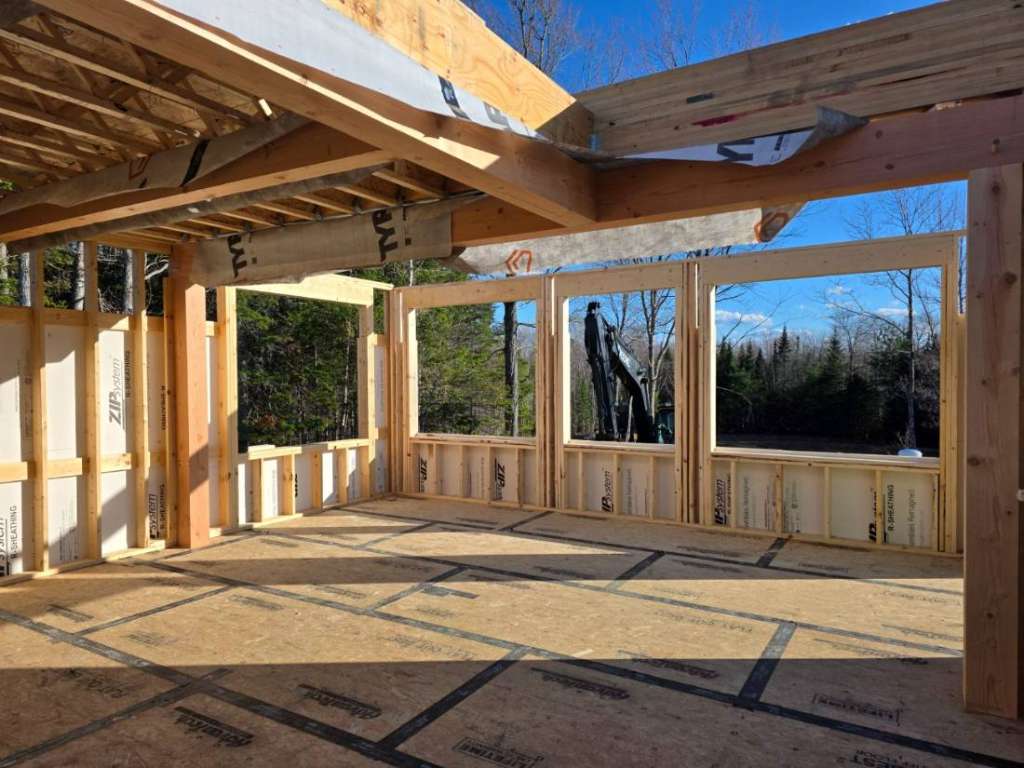 Second floor wall framing winter construction phillips maine