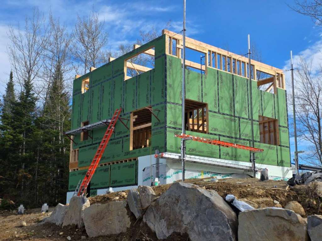 Zip system exterior sheathing winter construction phillips maine