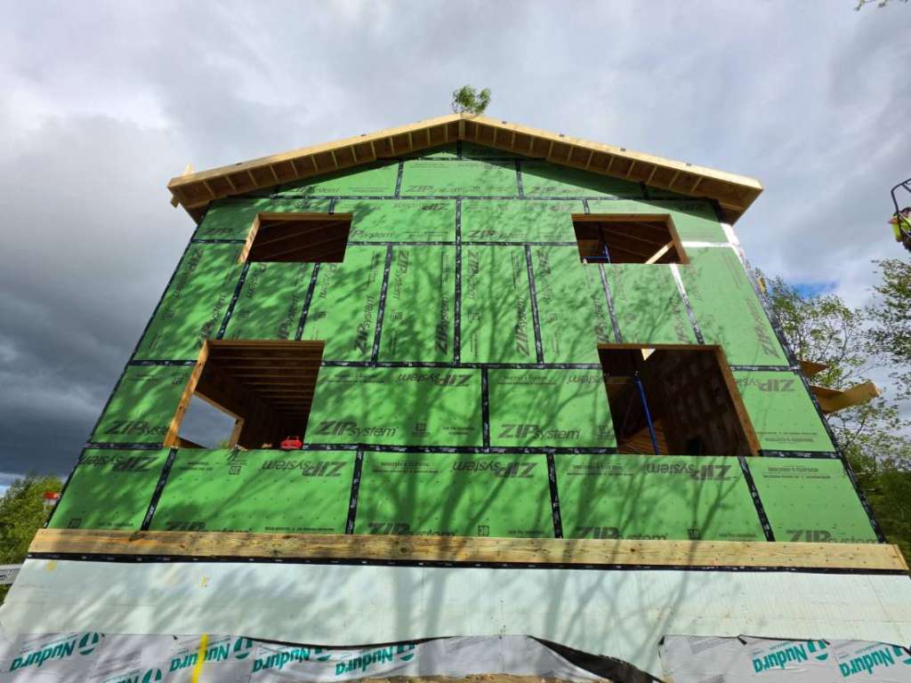 Exterior sheathing gable end winter construction phillips maine