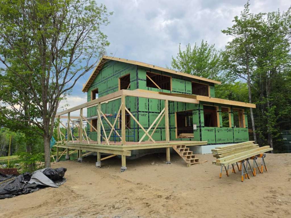 Exterior weatherization deck framing winter construction phillips maine