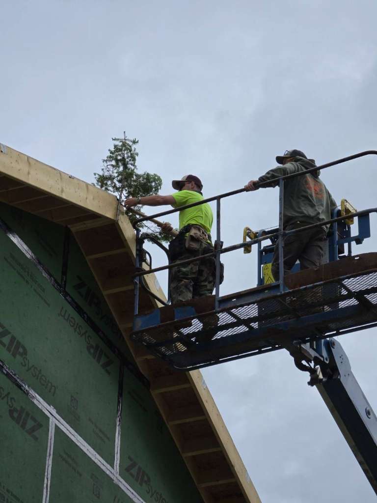 Interior framing open beam winter construction phillips maine