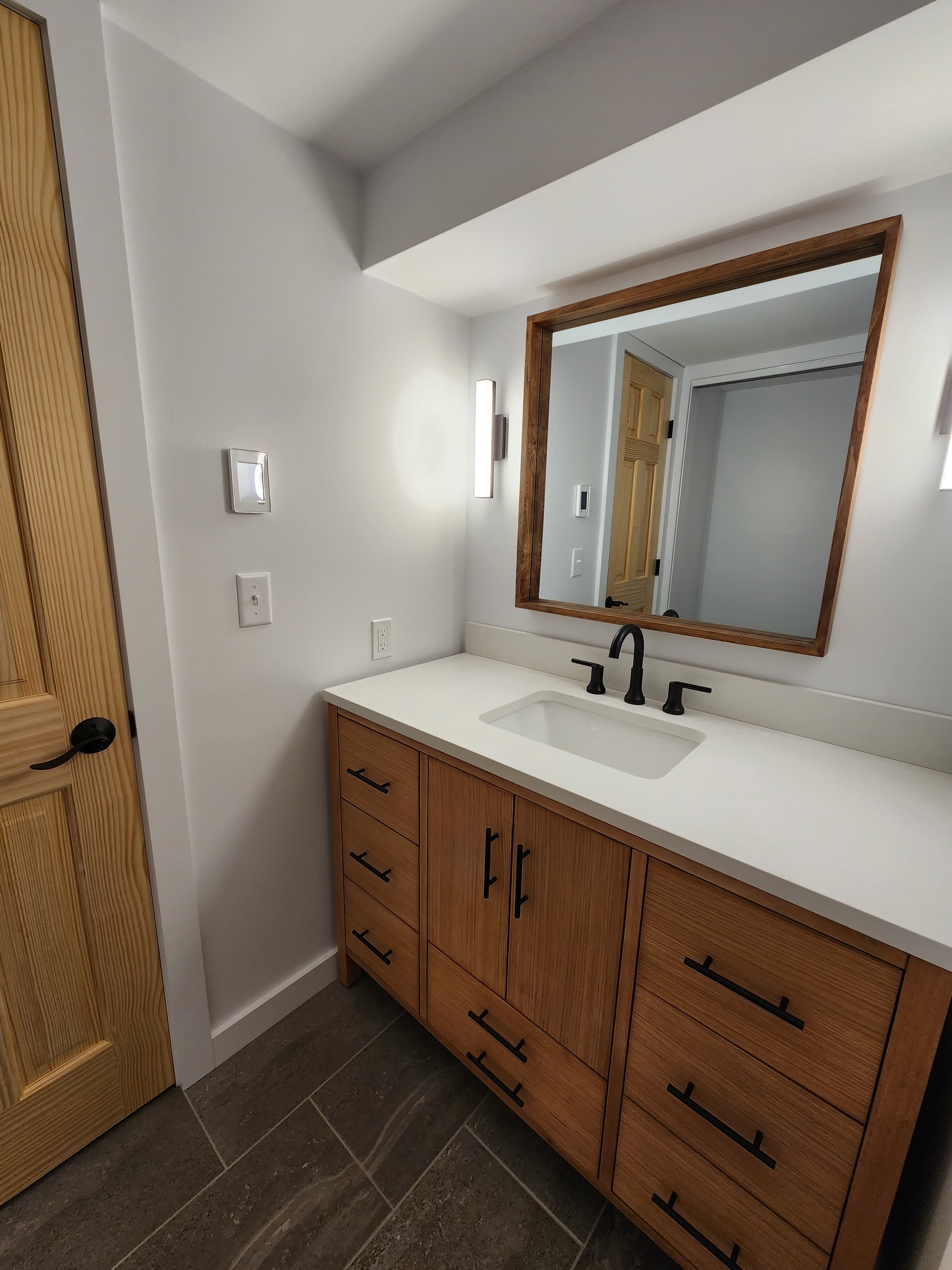 Finished full bathroom remodel by Winter Construction in Western Maine