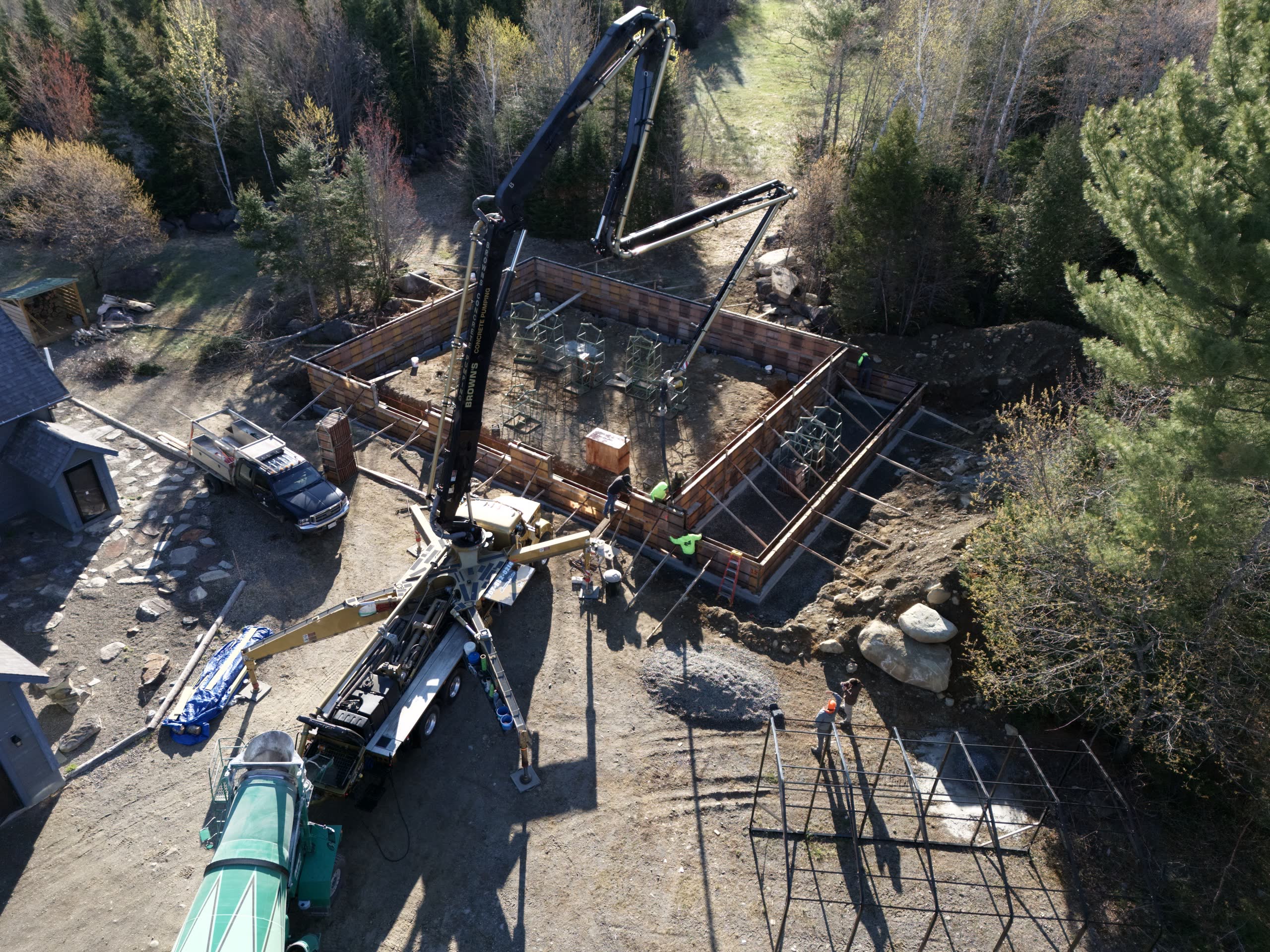 Garage and ADU under construction by Winter Construction in Western Maine