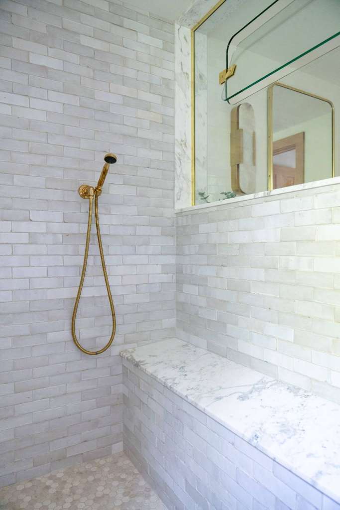 Marble subway shower bench winter construction phillips maine