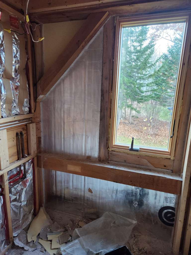 Bathroom framing new window winter construction bathroom remodel maine