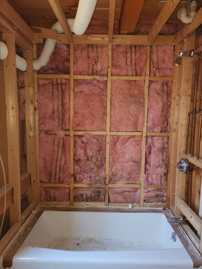 Water line rough in winter construction bathroom remodel maine